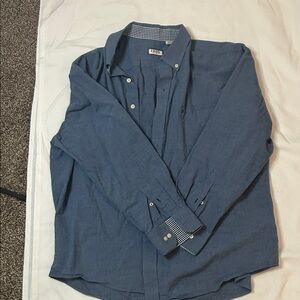 Izod Casual Blue Denim look Button Down Shirt Size XXL/XXG